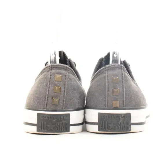 Converse Mens Distressed Gray Canvas Studded All Star Sneakers
