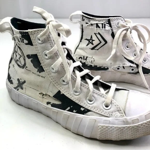 Converse Unt1Tl3D Hi Script Print Black high top sneakers 6