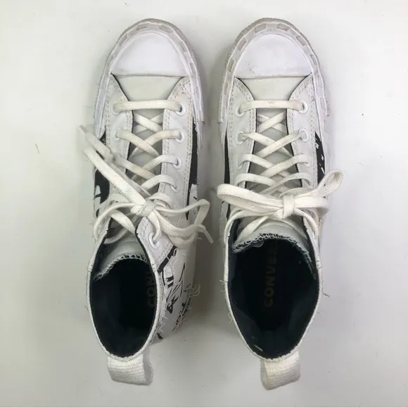 Converse Unt1Tl3D Hi Script Print Black high top sneakers 6