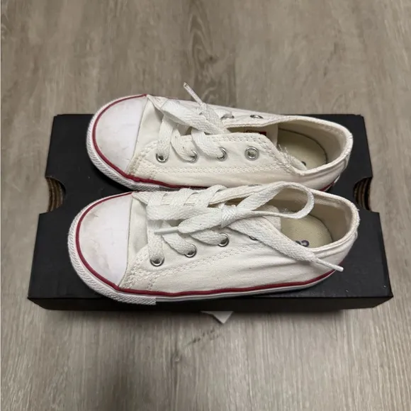 Converse White Sneakers with Red Trim