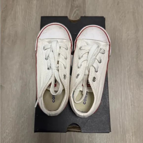 Converse White Sneakers with Red Trim