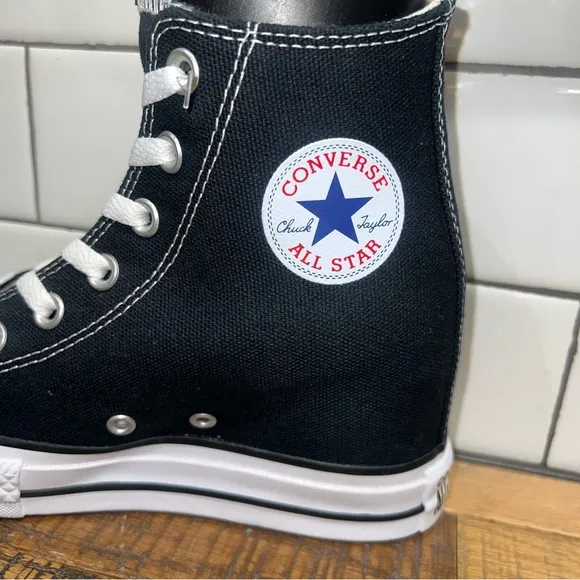 Converse Women All Star Platform  Hidden Wedge Heel Sneakers Chuck Taylor Black