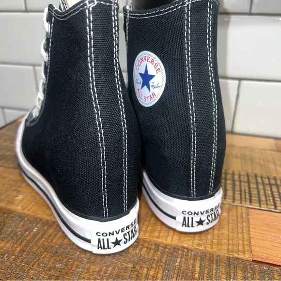 Converse Women All Star Platform  Hidden Wedge Heel Sneakers Chuck Taylor Black