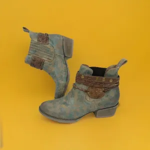 Corral Circle G Womens Sz 8.5 Green Harness Studded Western Cowgirl Ankle Boots