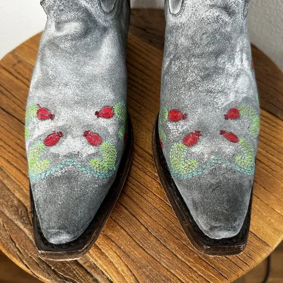 Corral Nopal Cactus Embroidered Leather Snip Toe Western Boots Women's Size 5