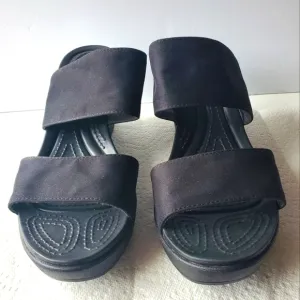 Crocs Dual Comfort Leigh Wedge Sandals size 11W.