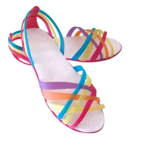 Crocs Huarache Rainbow Strappy Jelly Flat Sandals Size 7