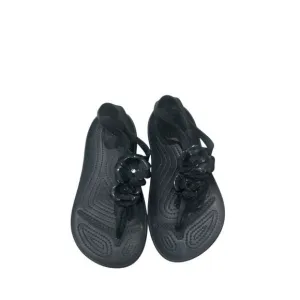 Crocs Serena Embellish Floral Thong  Flip Flop Sandals Black Comfort Sz 7 Womens