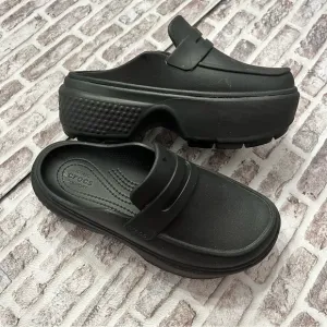 Crocs Stomp Loafers Unisex Adult Womens 6 Men’s 4 Black Chunky Platform Y2K