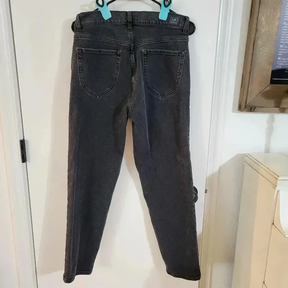 Current Elliot Women’s Washed Black Pleated High-Rise Tapered Denim Jeans |Sz 29