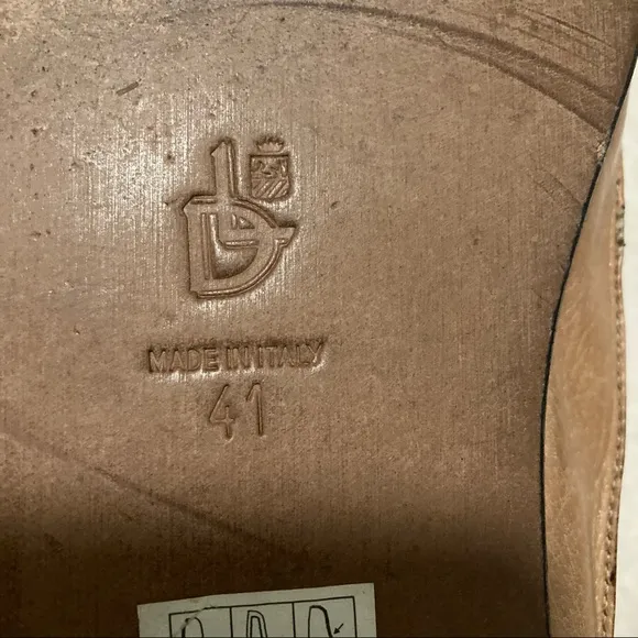 D. Lepori tan leather slip on loafers