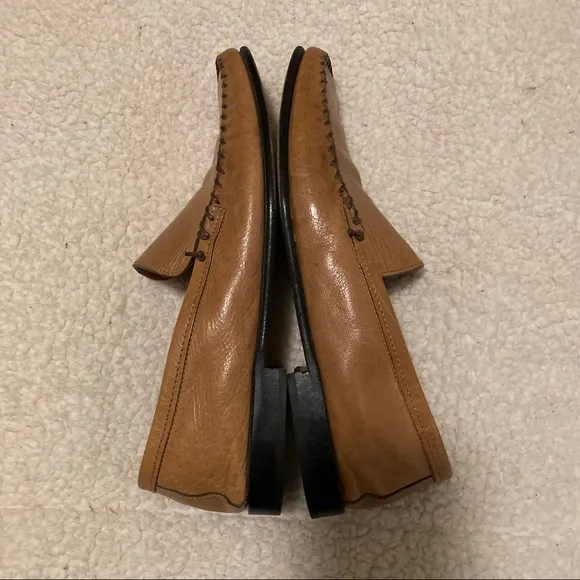 D. Lepori tan leather slip on loafers