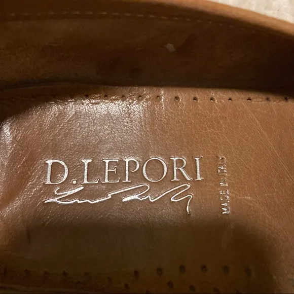 D. Lepori tan leather slip on loafers