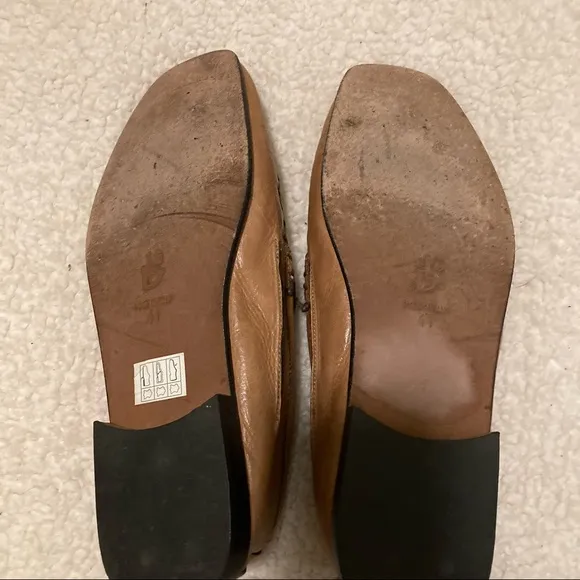 D. Lepori tan leather slip on loafers