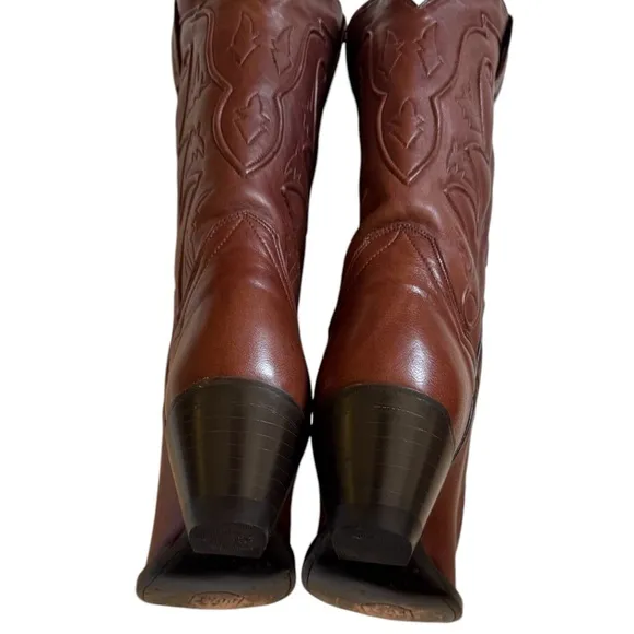 Dan Post Ladies Rust 12 Saddle Leather Snip Toe Mid Calf DP3476 Cowboy Boots 8.5