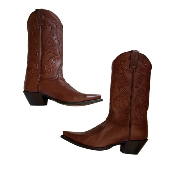Dan Post Ladies Rust 12 Saddle Leather Snip Toe Mid Calf DP3476 Cowboy Boots 8.5