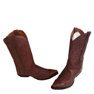 Dan Post Ladies Rust 12 Saddle Leather Snip Toe Mid Calf DP3476 Cowboy Boots 8.5