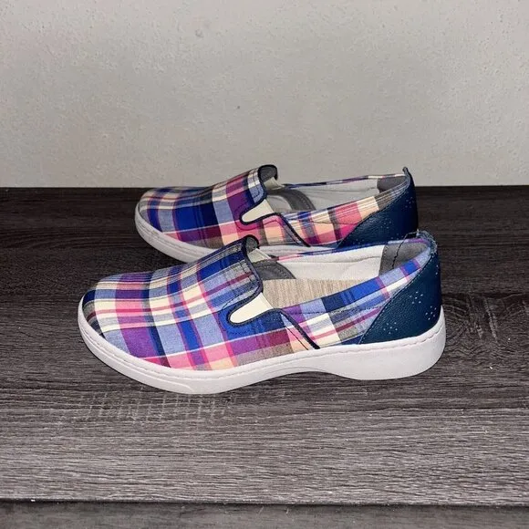 Dansko Belle Plaid Slip On Cushioned Comfort Shoes Loafers Size 7.5/8