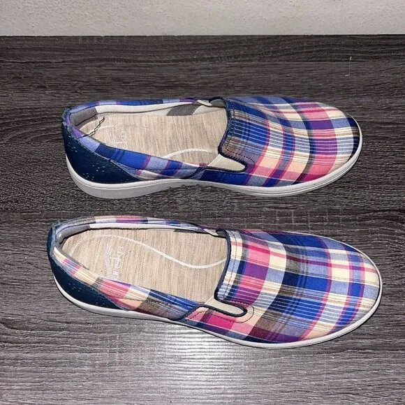 Dansko Belle Plaid Slip On Cushioned Comfort Shoes Loafers Size 7.5/8