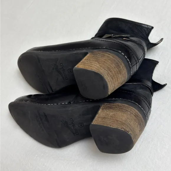 Dansko Hayley Black Leather Zip Up Ankle Boots Comfort Casual Size 40 Classic