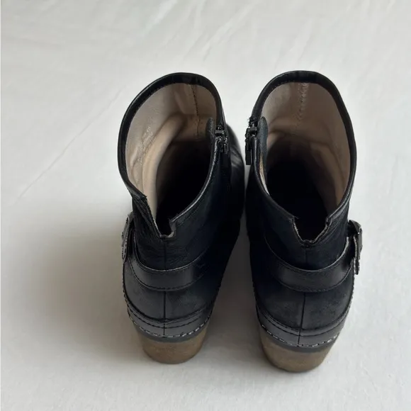 Dansko Hayley Black Leather Zip Up Ankle Boots Comfort Casual Size 40 Classic