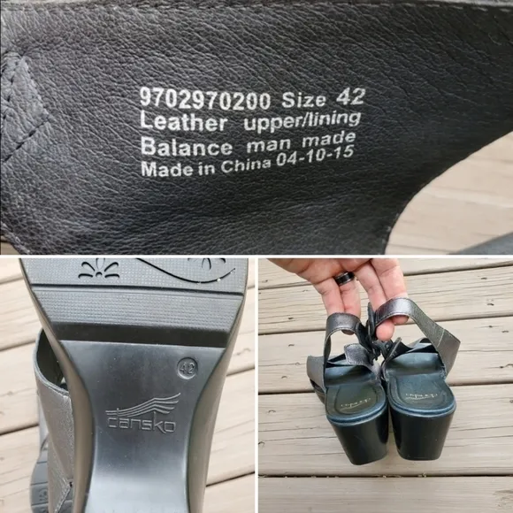 Dansko Jacinda Metallic Pewter Silver Criss Cross Strappy Slingback Sandals 42