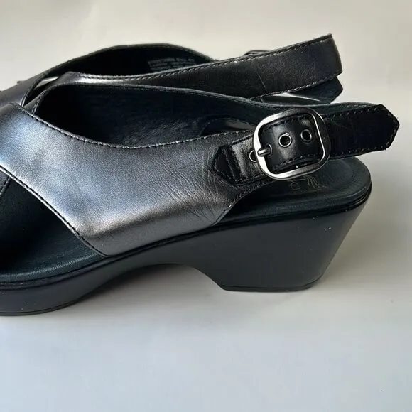 Dansko Jacinda Metallic Silver CrissCross Strappy Slingback Sandals 42  US 11.5