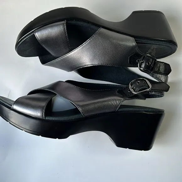 Dansko Jacinda Metallic Silver CrissCross Strappy Slingback Sandals 42  US 11.5