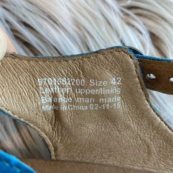 Dansko Joanie Leather Buckle Wedge Sandals Womens Size 11 - 11.5 EU 42 Teal Blue