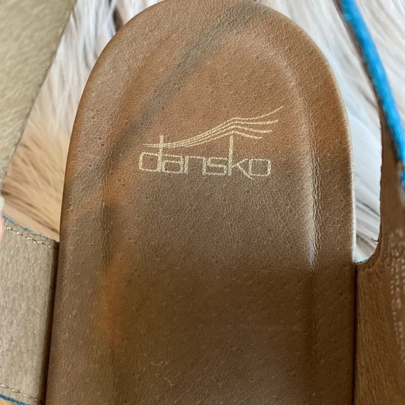 Dansko Joanie Leather Buckle Wedge Sandals Womens Size 11 - 11.5 EU 42 Teal Blue