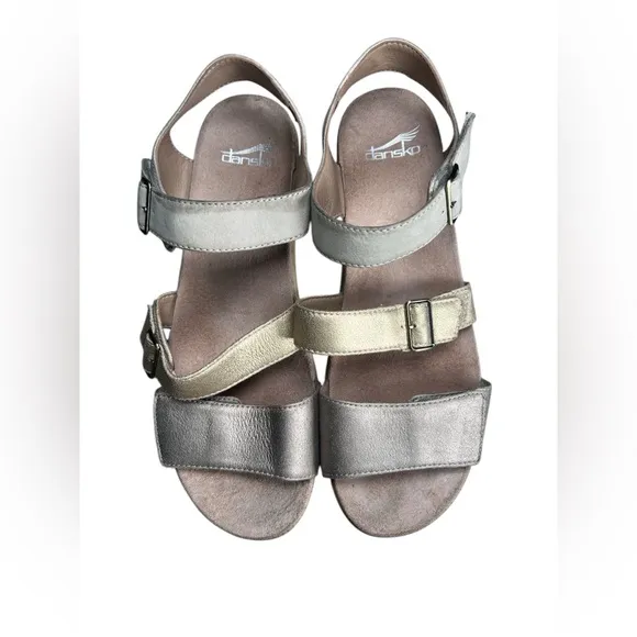 Dansko Malena Stylish Metallic adjustable Strappy Sandals 10.5