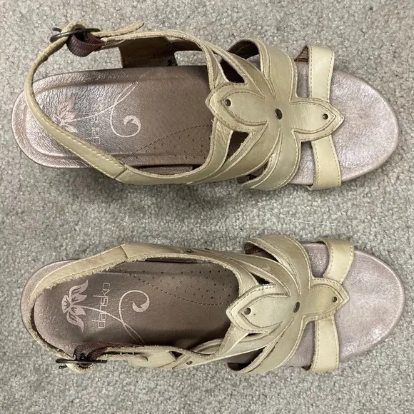 Dansko Nina Leather Strappy Heeled Sandals Size 41 European US 10 Tan