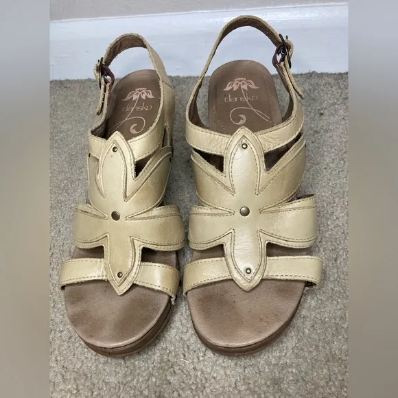 Dansko Nina Leather Strappy Heeled Sandals Size 41 European US 10 Tan