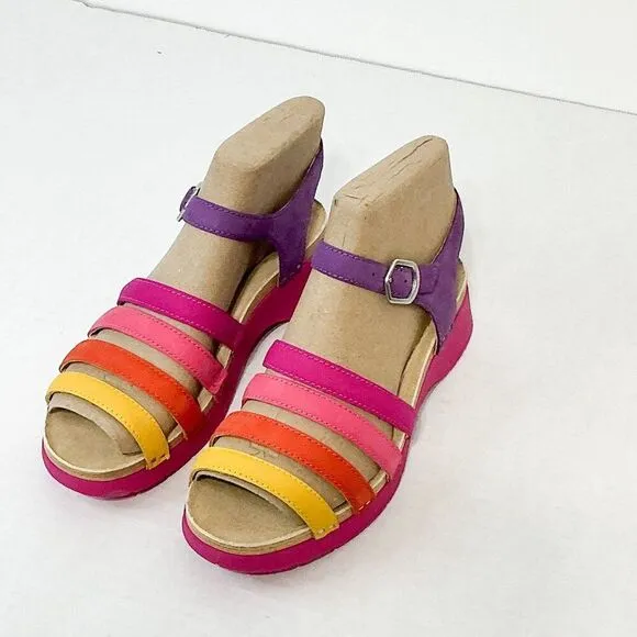 DANSKO NWB Sz 38 Multi Nubuck Leather Milled Roxie Comfort Sandals