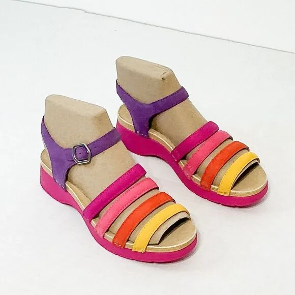 DANSKO NWB Sz 38 Multi Nubuck Leather Milled Roxie Comfort Sandals