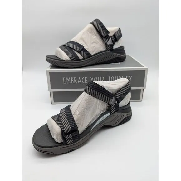 Dansko Racquel Sandals Size EU 38 US 7.5 Black Herringbone Webbing Strappy NEW