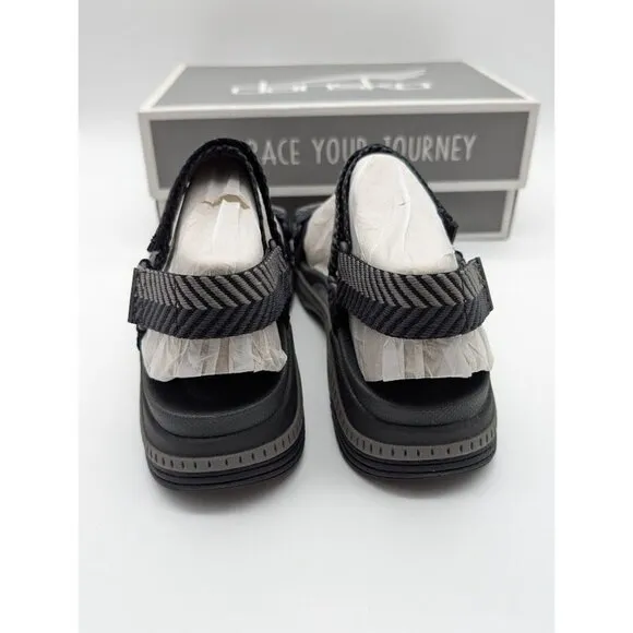 Dansko Racquel Sandals Size EU 38 US 7.5 Black Herringbone Webbing Strappy NEW