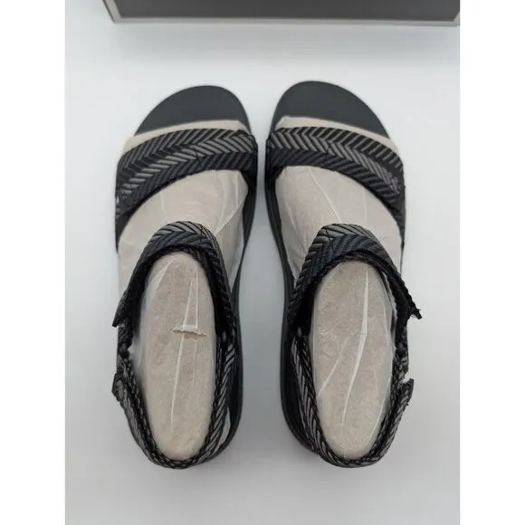 Dansko Racquel Sandals Size EU 38 US 7.5 Black Herringbone Webbing Strappy NEW