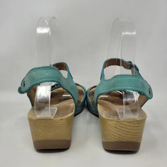 Dansko Sandals EU37 US6.5 Tricia Lagoon Milled Burnished Green Comfort Cushioned