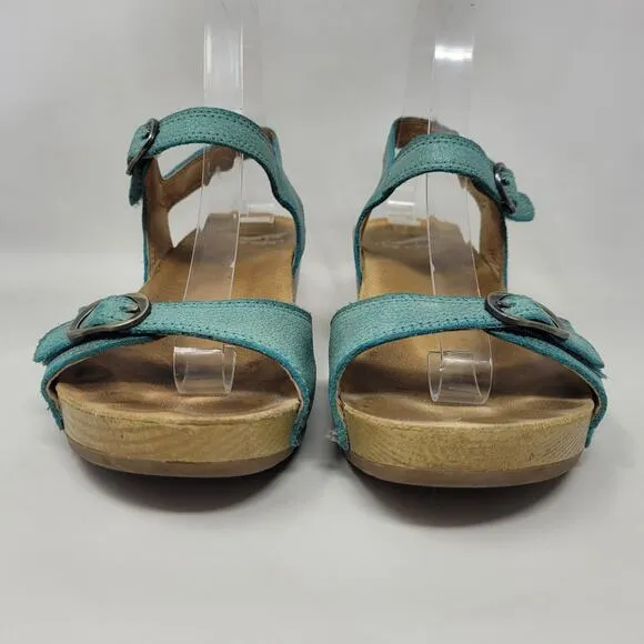 Dansko Sandals EU37 US6.5 Tricia Lagoon Milled Burnished Green Comfort Cushioned