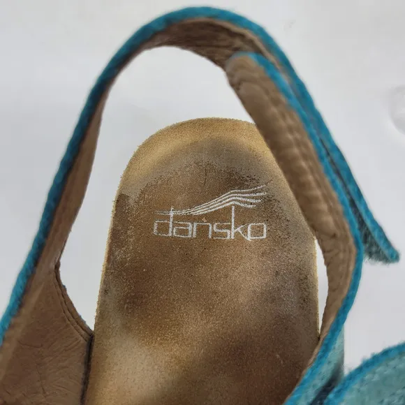 Dansko Sandals EU37 US6.5 Tricia Lagoon Milled Burnished Green Comfort Cushioned