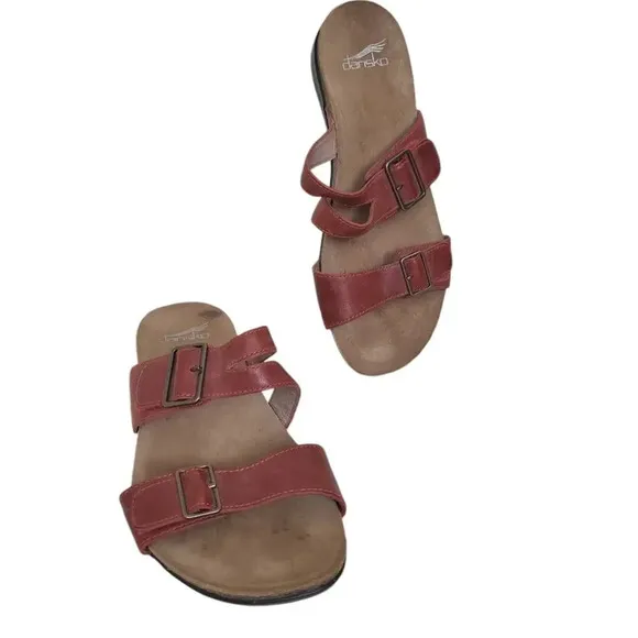 Dansko Womens Brown Rosie Sandals Waxy Burnished Tan Leather Size 39