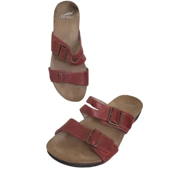Dansko Womens Brown Rosie Sandals Waxy Burnished Tan Leather Size 39