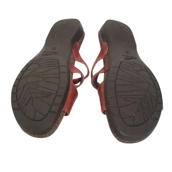 Dansko Womens Brown Rosie Sandals Waxy Burnished Tan Leather Size 39