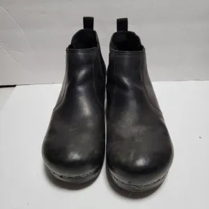 Dansko Women's Size 42 Frankie Oiled Black Leather Chelsea Ankle Booties Boots