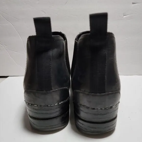 Dansko Women's Size 42 Frankie Oiled Black Leather Chelsea Ankle Booties Boots