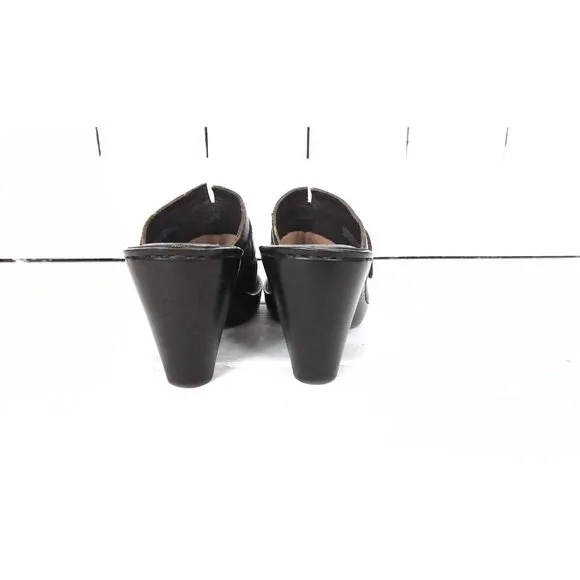 Dark brown leather Born clogs leather wedge sandals