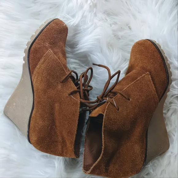 Desert Suede Wedge Booties Ankle Boots