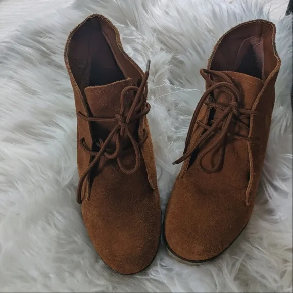 Desert Suede Wedge Booties Ankle Boots