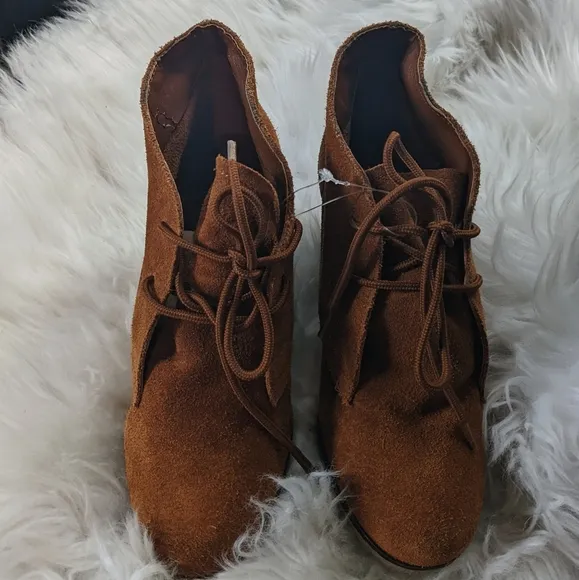 Desert Suede Wedge Booties Ankle Boots